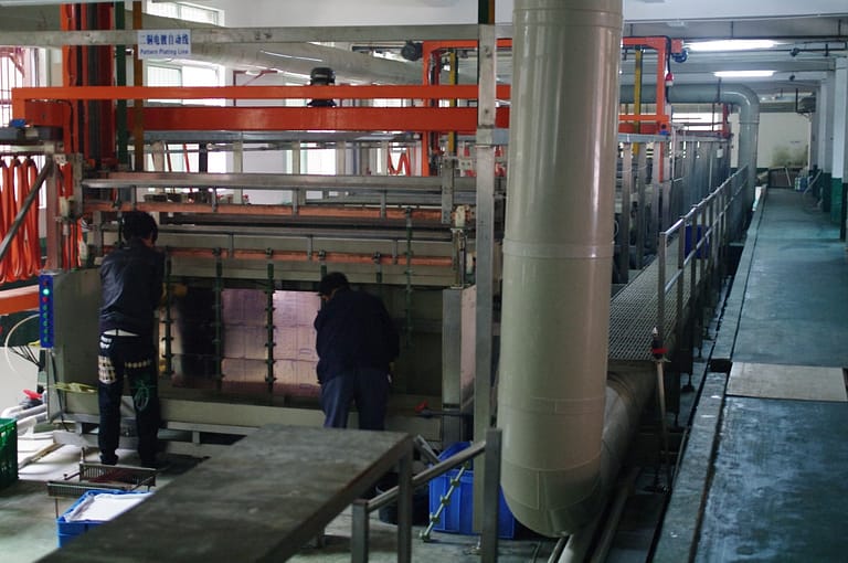 Copper electroplating on printed circuit boards (a PCB factory in China - Innoquick Electronics Limited, www.iqpcb.com)